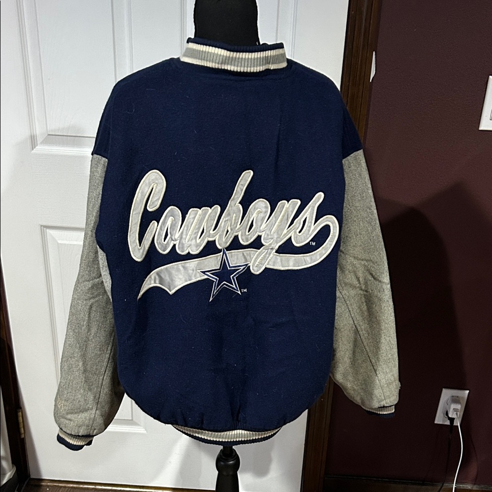 LOGO 7 Vtg Dallas Cowboy NFL bomber Navy logo Jacket sz L